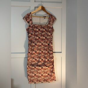 Midi Ruched Back Cap Sleeve Dress